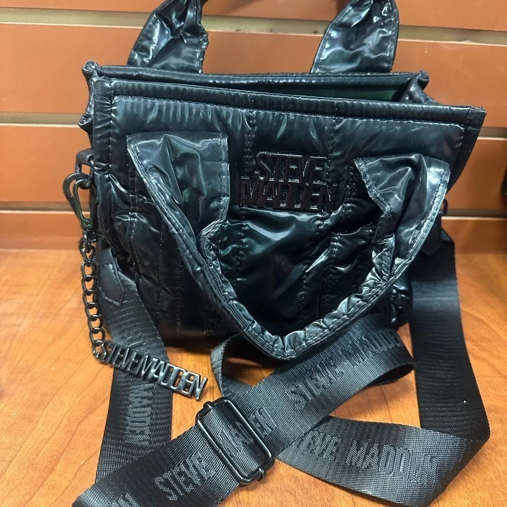 Steve Madden Black Structured Tote Bag - Picture 3 of 12